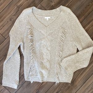 V neck cable knit sweater